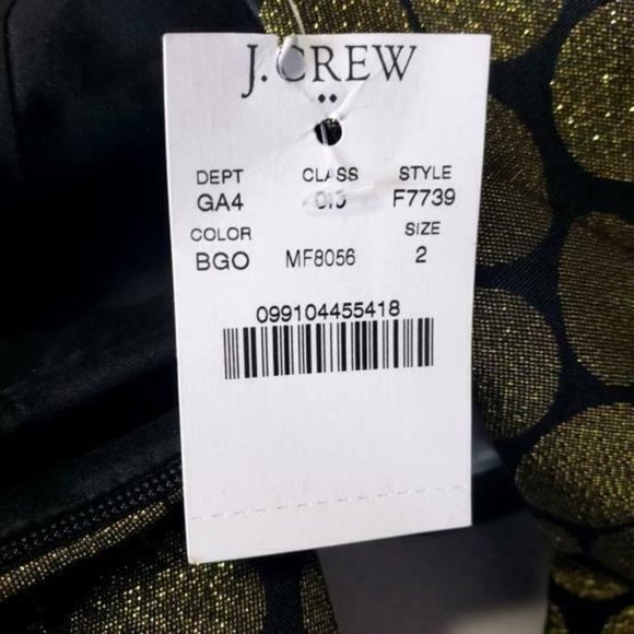 NWT J Crew Black Gold Metallic Polka Dot Dress, 2 - Picture 9 of 9